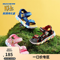 Skechers斯凯奇凉鞋汪汪队联名儿童闪灯凉鞋夏季男童魔术贴鞋子402051L 蓝色/海军蓝色/BLNV 35码