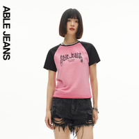 ABLE JEANS【赵昭仪同款】24夏季新款叛逆摇滚女士TEE拼接做旧水洗短袖T恤 象牙白 XS
