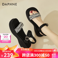 达芙妮(DAPHNE)凉鞋女夏季外穿2024新款一字带露趾仙女风百搭厚底沙滩凉鞋
