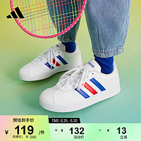 adidas「T头鞋」VL COURT板鞋小白鞋德训鞋男小童阿迪达斯轻运动 白/蓝/红 37(230mm)