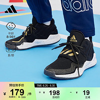 adidas DEEP THREAT魔术贴中帮篮球运动鞋男大童儿童阿迪达斯 黑/土黄 40(245mm)