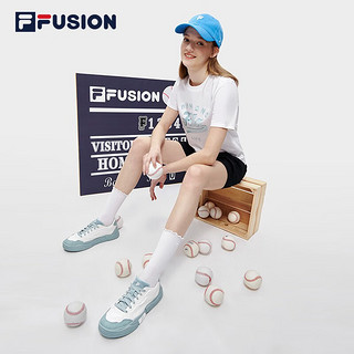 FILA FUSION斐乐潮牌POP II女鞋场下帆布鞋夏款休闲运动鞋 明亮白/灰雾蓝-BG 38