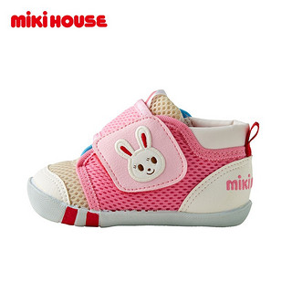 MIKIHOUSE 日本制普奇熊学步凉鞋刺绣logo双层网面透气鞋子12-9301-574 粉色 内长11.5cm (适合脚长11cm)