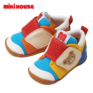 MIKIHOUSE 日本制普奇熊学步凉鞋刺绣logo双层网面透气鞋子12-9301-574 多色 内长13cm (适合脚长12.5cm)