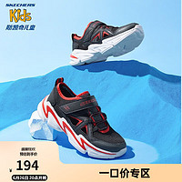 Skechers斯凯奇儿童运动鞋6-12岁男中大童鞋春秋透气时尚网鞋403614L 男童/黑色/绿色/红色/BGRD 32码