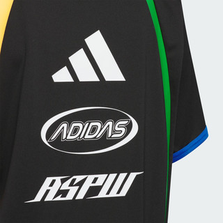 adidas休闲撞色上衣圆领短袖T恤男大童儿童夏季阿迪达斯轻运动 黑色 116CM