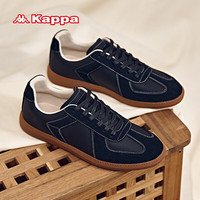 KAPPA卡帕男鞋运动鞋2024复古低帮拼接德训鞋男女同款休闲板鞋子男 夜空黑/黑色 39