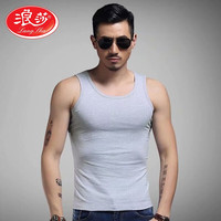 浪莎背心男士100%纯棉透气夏季全棉运动汗衫修身弹力棉白色背心 麻灰【100%棉】 XXL【180/105】