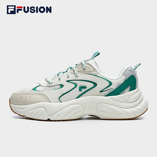 FILA FUSION斐乐潮牌CONCH DX女鞋潮流运动鞋秋休闲跑步鞋 微白/翠绿色-WV 36