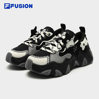 FILA FUSION斐乐潮牌STARFISH-CVS女鞋厚底鞋冬季帆布鞋 黑/奶白-BG 39