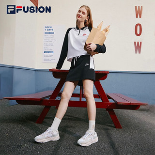 FILA FUSION斐乐潮牌FLASH女鞋复古潮鞋秋季轻户外跑步鞋 斐乐白/羊皮纸粉-WP 37.5