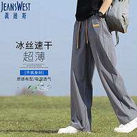 真维斯（JEANSWEST）休闲裤男夏季2024宽松阔腿裤速干冰丝松男潮流百搭长裤男深灰2XL