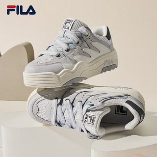 FILA 斐乐女鞋ROSETTA摩登板鞋2024春斑斓鞋运动鞋休闲鞋 白中白/南极灰-BA 38.5