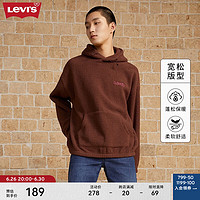 Levi's【同款】李维斯男士连帽抽绳卫衣宽松摇粒绒 棕色 XL