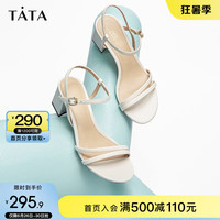 他她（TATA）一字带凉鞋女粗跟百搭高跟鞋女时尚夏季新款7UB09BL3