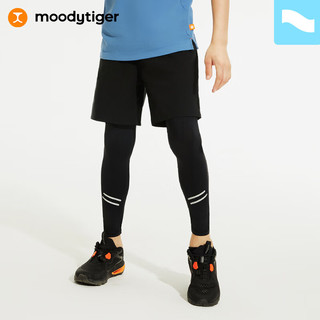 moodytiger男童假两件长裤春夏儿童打底裤凉感弹力运动裤子| 小轻风 小轻风-夏 130cm