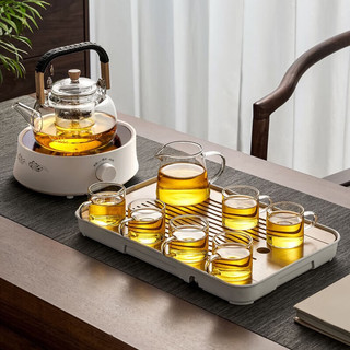 忆壶茶（YI HU TEA）蒸煮茶壶煮茶器玻璃泡茶壶电陶炉加热烧水壶家用围炉功夫茶具套装 【至尊版】10件套