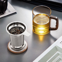 忆壶茶（YI HU TEA）茶杯玻璃茶水分离杯带过滤家用办公室男女泡茶杯茶道喝茶水杯子 【升级内胆】木把泡茶杯400ml