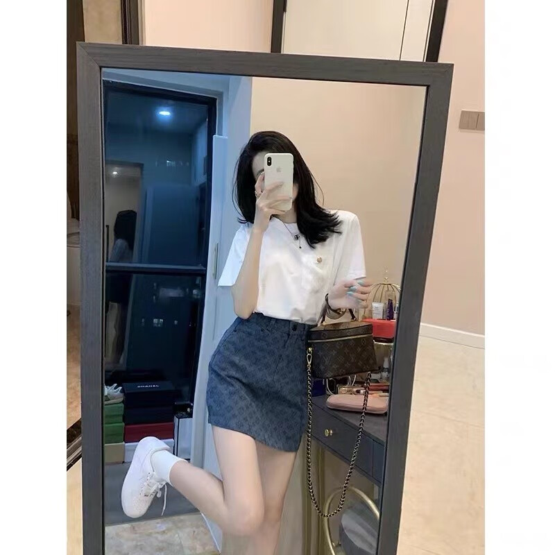 欧若婷雅新款连衣裙女装套装韩版2024时尚气质牛仔裙子女夏天小个子两件装