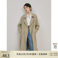 自巧小个子经典双排扣英伦风衣女2023春装新款气质翻领中长款外套 艾绿