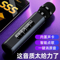 听声者双喇叭智能蓝牙无线声卡话筒音响一体麦克风家庭电视KTV手机K歌大音量会议扩音器高清音质音箱 黑色【大音量-小云智能AI点歌】 1【新升级PLUS版】升级美声芯片