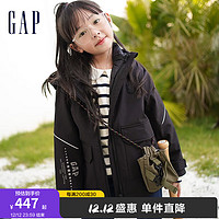 Gap男童冬季LOGO三合一羽绒服外套720940儿童装连帽夹克 黑色 150cm(XL)