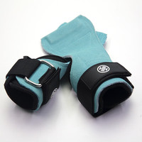 吕小军（LUXIAOJUN）助力带双层牛皮护掌手套力量训练引体向上硬拉单杠防滑拉力带 湖蓝色 S（手腕周长12-16cm)