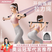 艾得凯 ADKING拉力绳开肩美背拉力器女开背练背背部拉伸弹力带家用器材 【入门】10件套/80磅/力度可调