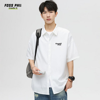 Foss Phil短袖衬衫男士夏季休闲百搭宽松舒适衬衣外套FPCS1白色L L（110-130斤）