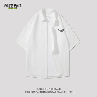 Foss Phil短袖衬衫男士夏季休闲百搭宽松舒适衬衣外套FPCS1白色XL XL（130-150斤）