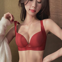 Glambody MAGIC NATURAL LINE无痕内衣女大胸显小薄款聚拢收副乳防下垂大码调整型文胸682347 酒红-单件 36/80C （上托防下垂）