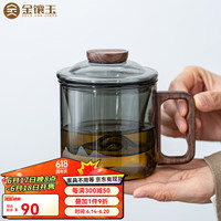金镶玉玻璃泡茶杯带过滤茶水分离杯子办公室家用绿茶杯男士个人用水杯 白云观山玻璃分离杯