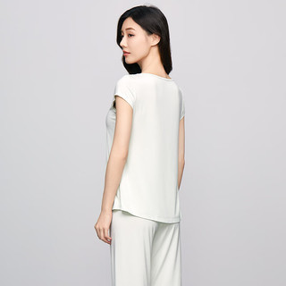 安莉芳莫代尔短袖v领女士家居服套装茉莉多酚睡衣 绿色GRN L 