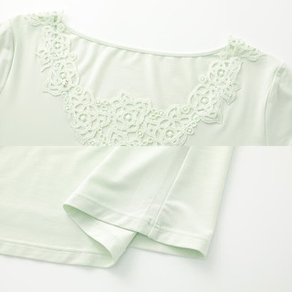 安莉芳莫代尔短袖v领女士家居服套装茉莉多酚睡衣 绿色GRN L 
