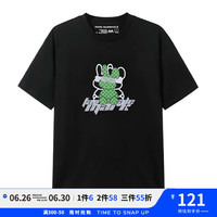 马克华菲【个性图案】男士短袖2023男夏款潮流创意时尚圆领短袖T恤上衣 黑色 XL