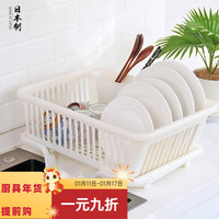 sungsa碗碟架沥水篮碗碟盘收纳架厨房置物架控水碗架水槽沥水架 正面导流(白色小号)
