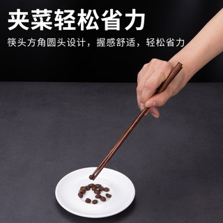 kitshine韩国实木质筷勺成人便携餐具加长柄饭勺日式旅行木头筷子勺子 咖啡色实木筷勺