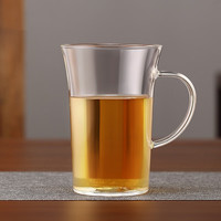 品一恒底部加厚玻璃水杯茶杯绿茶茶杯带把透明耐热简约牛奶杯家用 绿茶杯【350ML】