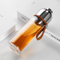 尚明耐热玻璃茶水分离保温泡茶杯商务随手杯便携高档办公室旅行家用 棕色300ml