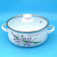 敏程 加厚搪瓷老式汤锅炖锅煮食锅宝宝辅食锅燃气电磁炉通用 18cm紫薰衣草搪瓷锅（约1.5L)