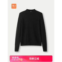 HLA海澜之家针织衫女24半高领通勤羊毛毛衣女装春秋HNZAW3W304A 黑色X0 155/80A S85-100斤