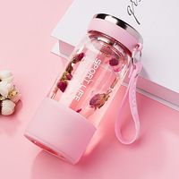 卿卿礼彬杯子is高颜值玻璃杯女便携隔热夏季带茶隔泡茶水杯 少女粉-450ML 单杯 少女粉-450ML 450ml
