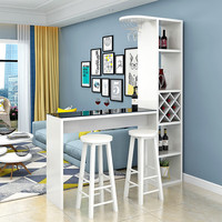 观行 客厅酒柜吧台桌家用吧台桌小吧台家用简约现代玄关柜隔断柜 白色长120+2凳 组装
