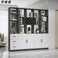 罗籍曼2024酒柜客厅屏风隔断柜入户正对门置物柜进门鞋柜玄关柜一体 两门奶咖色平面门 自行安装