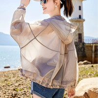 Jerrie Mock法国JM防晒衣女薄款夏季时尚大码轻薄透气防晒衫百搭防晒服外套潮 灰色 M 【90-115斤】