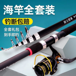 江洋 狼王猛禽海竿套装钓鱼竿甩竿抛竿远投竿 2.7米竿+14轴5000金属轮套装