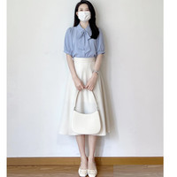 馨兰芙曼事业面试服装白衬衫女夏季高级感职业套装教师穿搭 蓝色 M