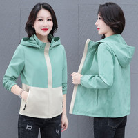 牧思特短外套女两面穿风衣春秋季女装夹克衫棒球服连帽女士上衣秋天 7535绿色 L