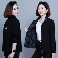 牧思特短外套女两面穿风衣春秋季女装夹克衫棒球服连帽女士上衣秋天 7558黑色 L