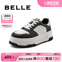 百丽时尚撞色板鞋女2024秋季新商场同款增高休闲鞋B7R1DCM4